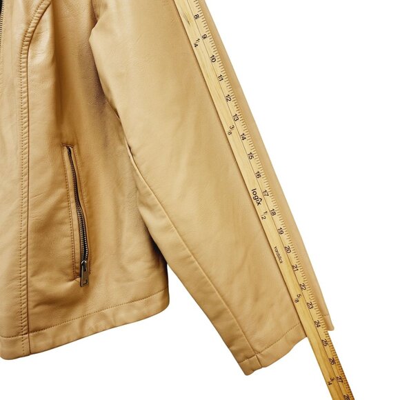 Levi's Women's Faux Leather Biker Jacket Size 2X Tan With Zipper Pockets New - Picture 12 of 13